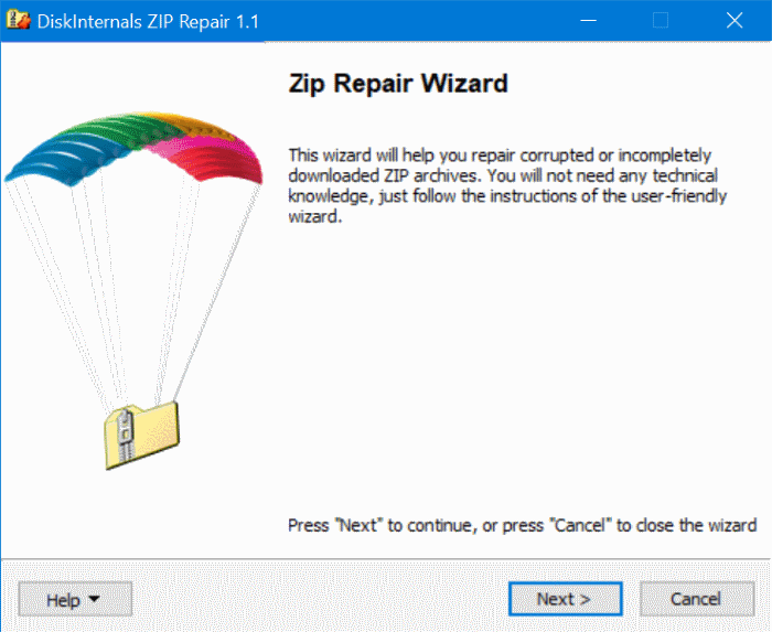 kivonat a fájlok sérült zip fájl a Windows 10 pic1