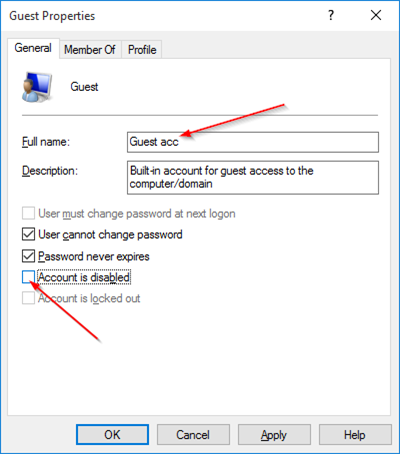 Crie uma conta de usuário Convidado no Windows 10 step5